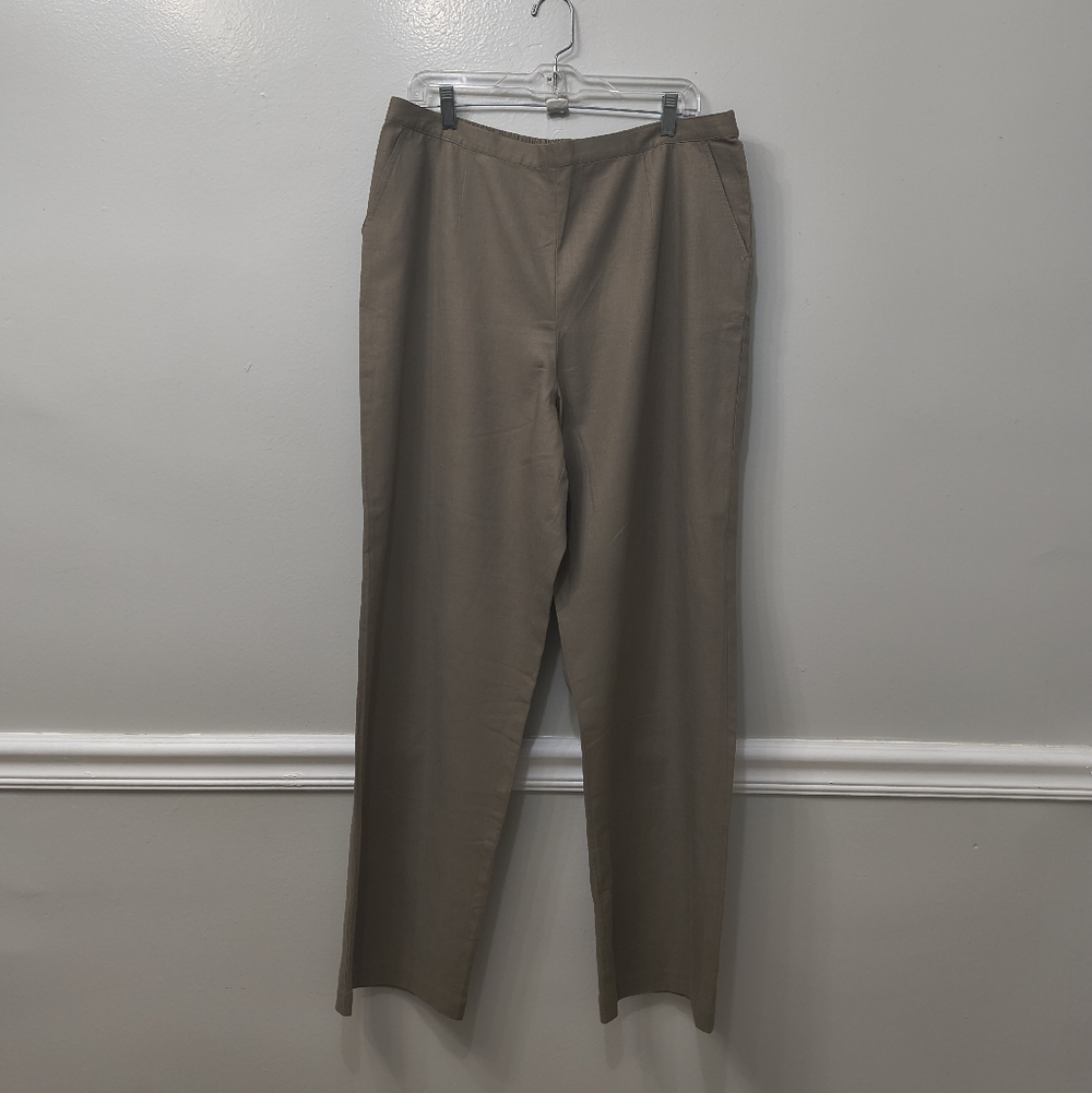 The Tog Shop Womens Linen Blend Slacks Trousers Brown Plus 18 Work Casual Office